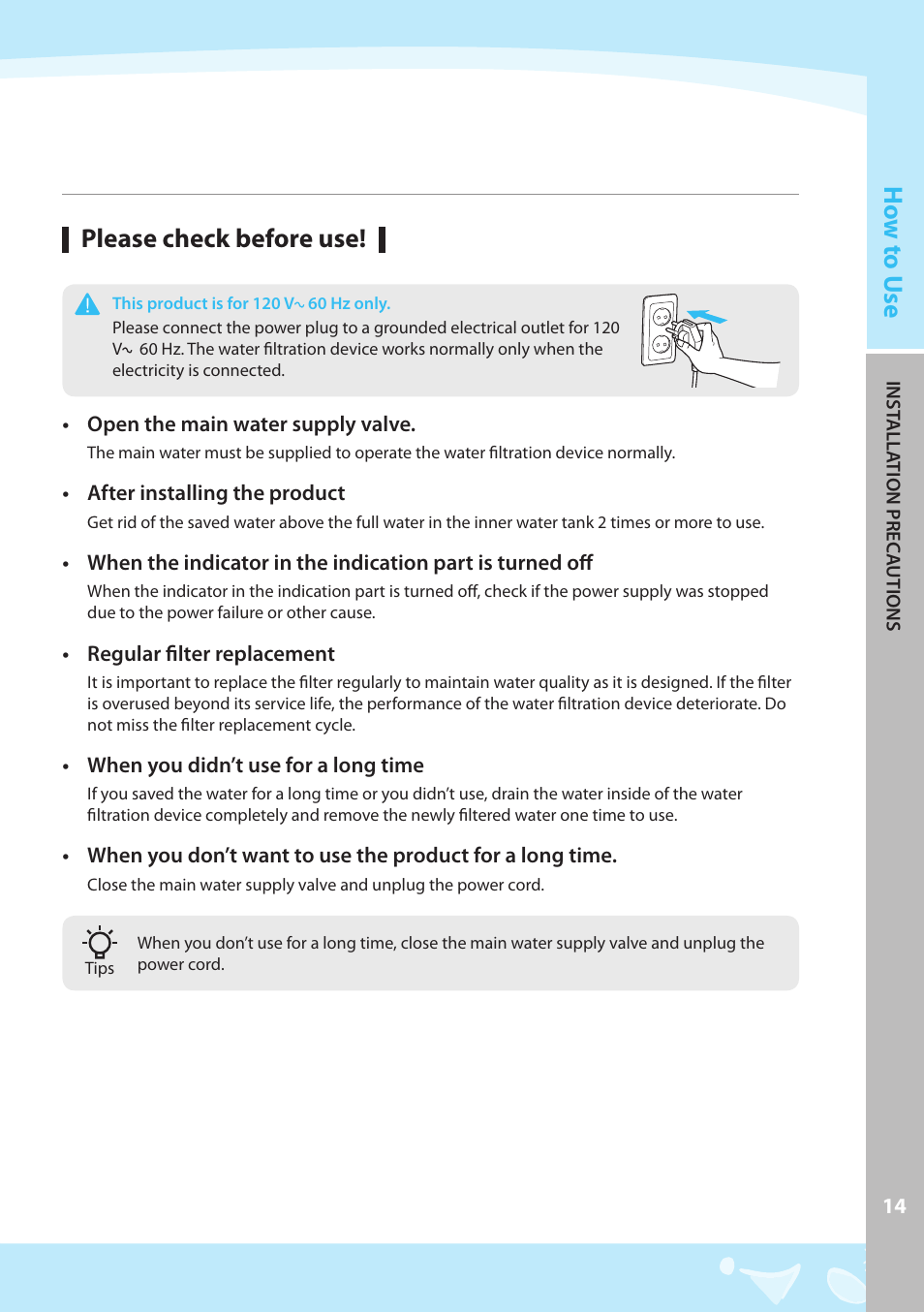 Please check before use | Coway CHP-04AL User Manual | Page 15 / 44
