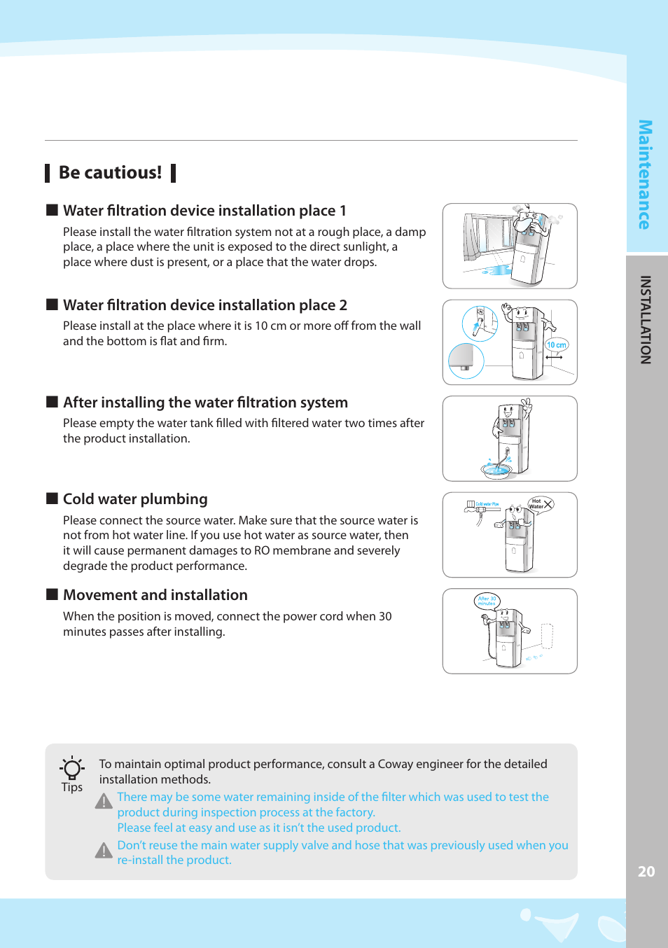 Main tenanc e be cautious | Coway CHP-04AL User Manual | Page 21 / 44