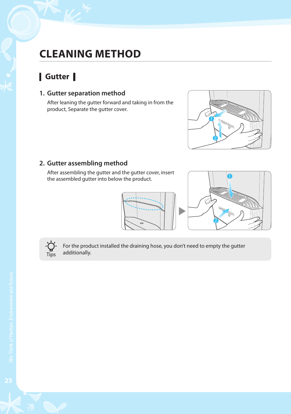 Cleaning method, Gutter | Coway CHP-04AL User Manual | Page 24 / 44