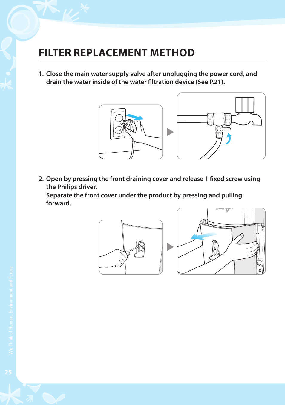 Filter replacement method | Coway CHP-04AL User Manual | Page 26 / 44