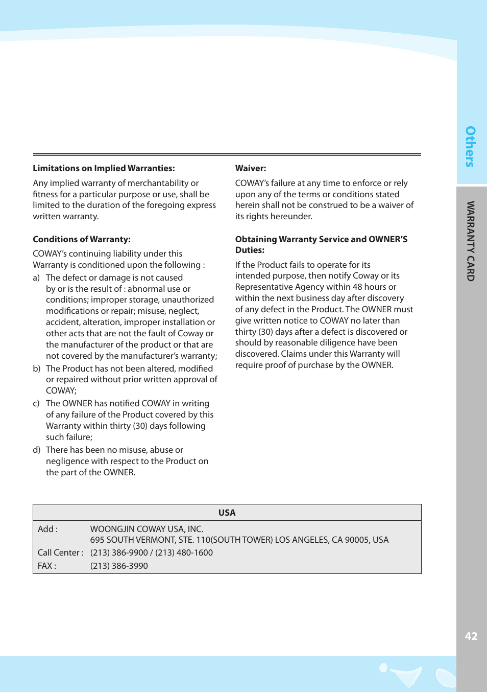 Others | Coway CHP-04AL User Manual | Page 43 / 44