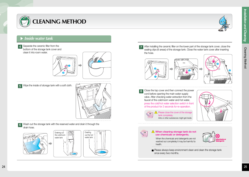 Cleaning method, Inside water tank | Coway CHP-06ER/L User Manual | Page 13 / 18