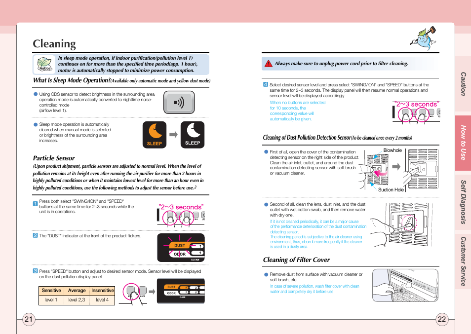 Cleaning | Coway AP-2505CH User Manual | Page 12 / 16