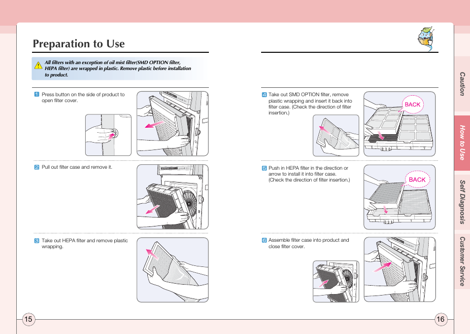 Preparation to use | Coway AP-2505CH User Manual | Page 9 / 16