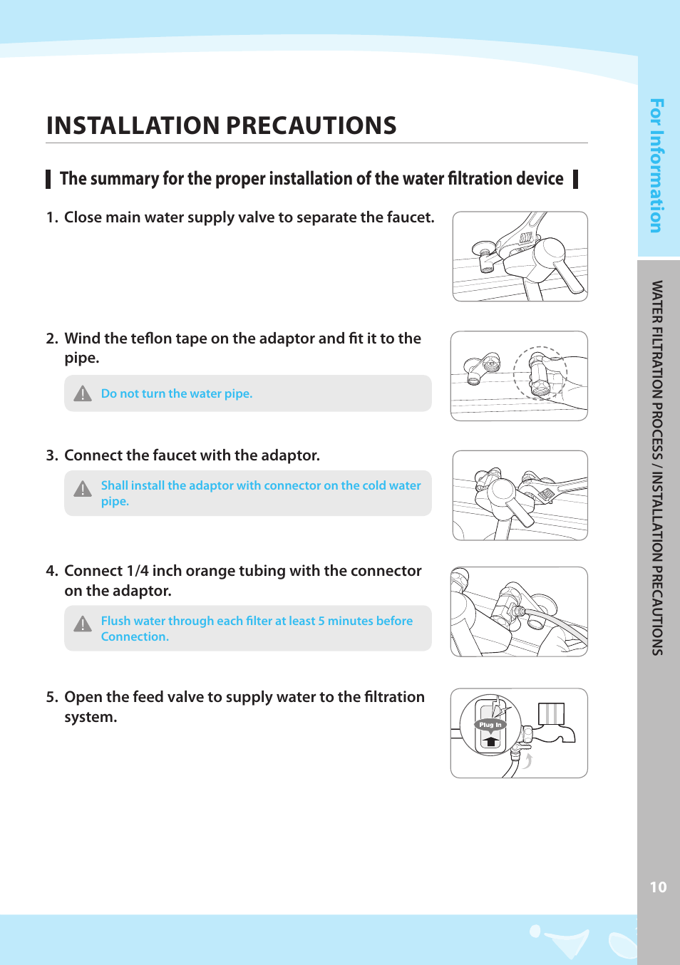 Installation precautions, For i nf orma tion | Coway CPE-06ALB User Manual | Page 11 / 36