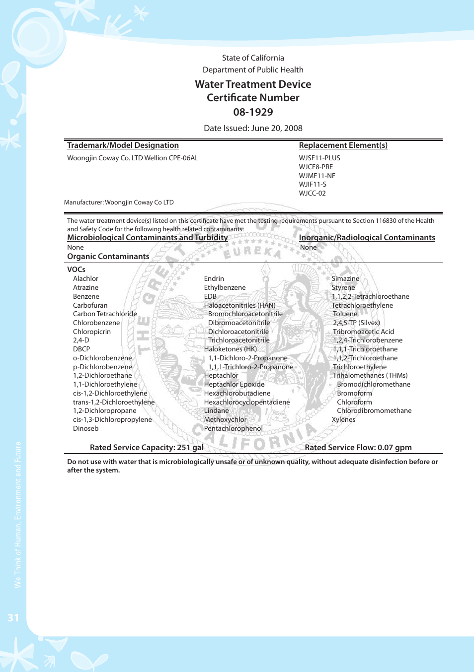 Coway CPE-06ALB User Manual | Page 32 / 36