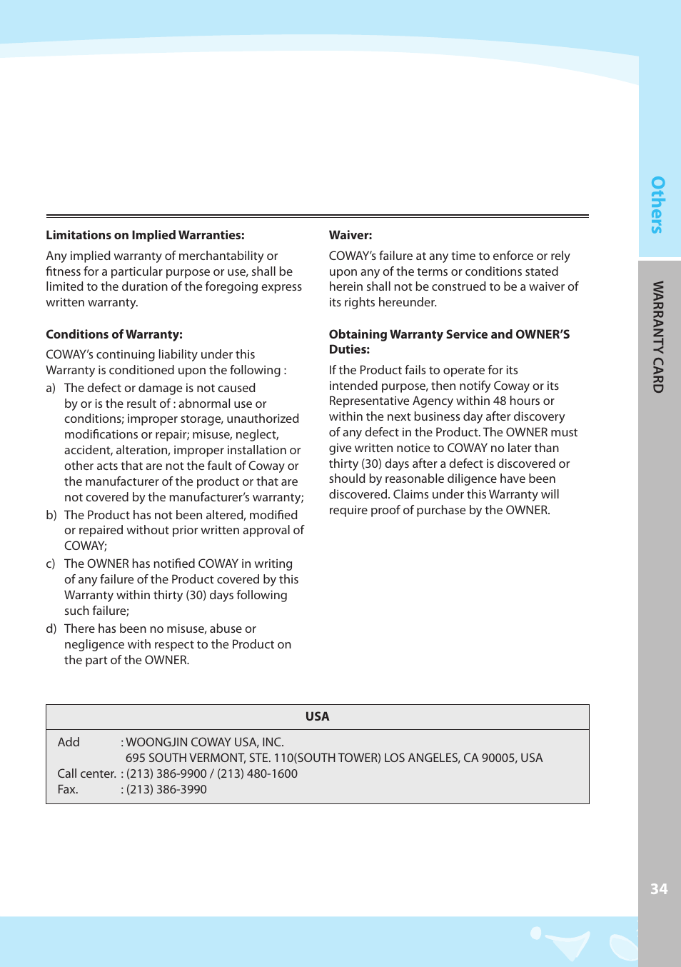Others | Coway CPE-06ALB User Manual | Page 35 / 36