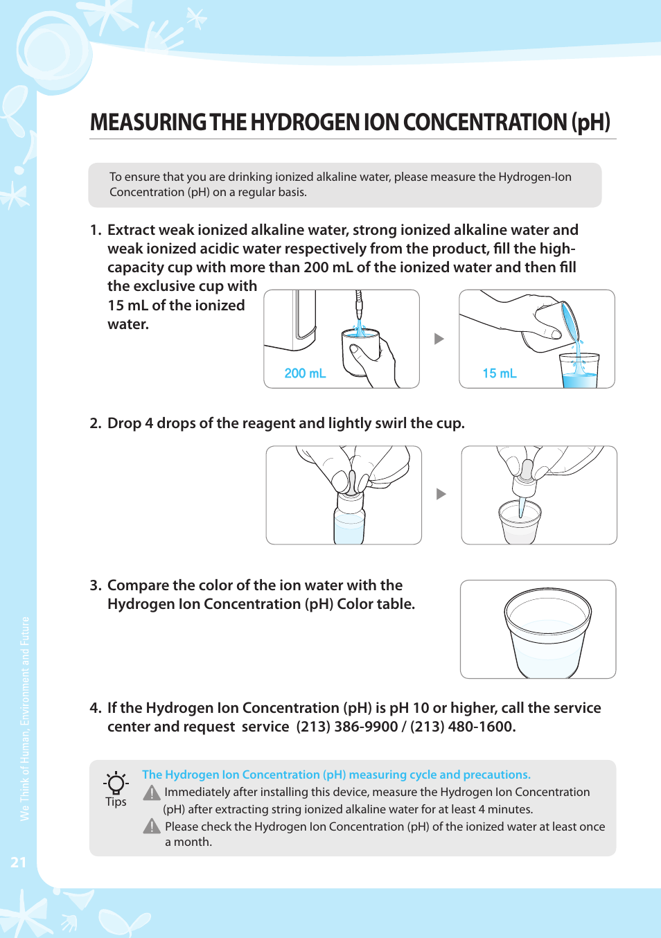 Measuring the hydrogen ion concentration (ph) | Coway EW-07GU User Manual | Page 22 / 48