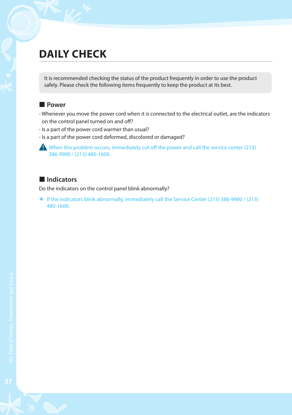 Daily check | Coway EW-07GU User Manual | Page 38 / 48