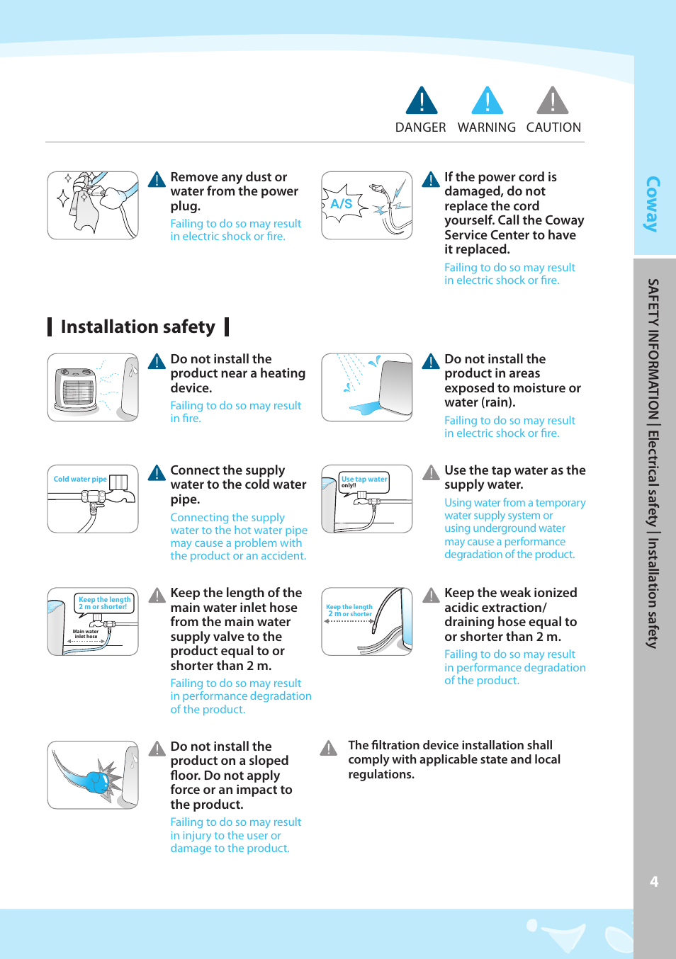 Co w ay, Installation safety | Coway EW-07GU User Manual | Page 5 / 48