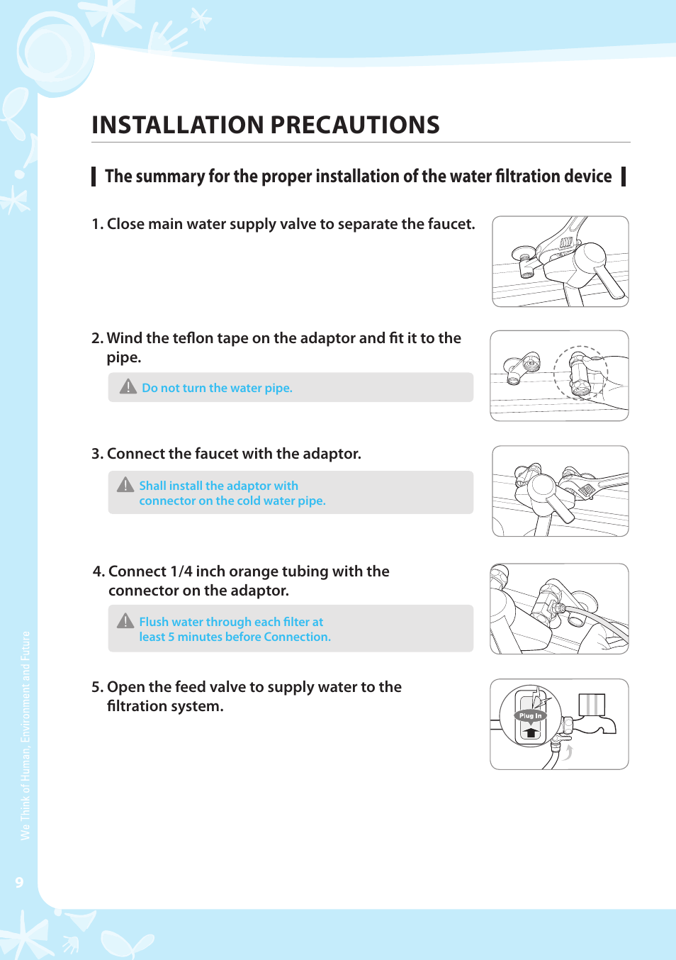 Installation precautions | Coway CP-07BLO User Manual | Page 10 / 32