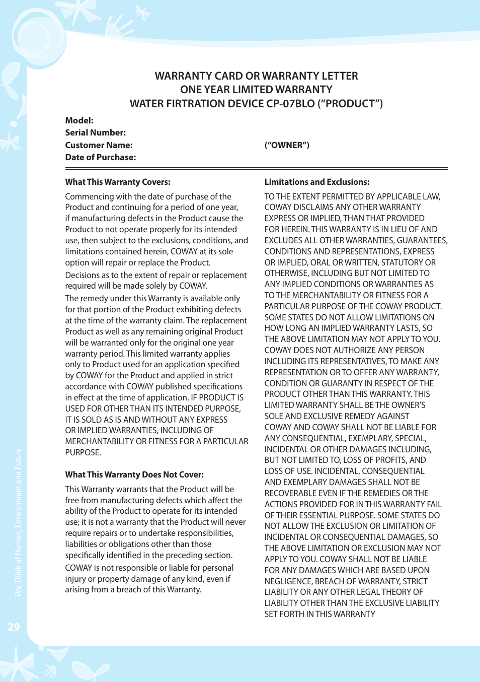 Coway CP-07BLO User Manual | Page 30 / 32
