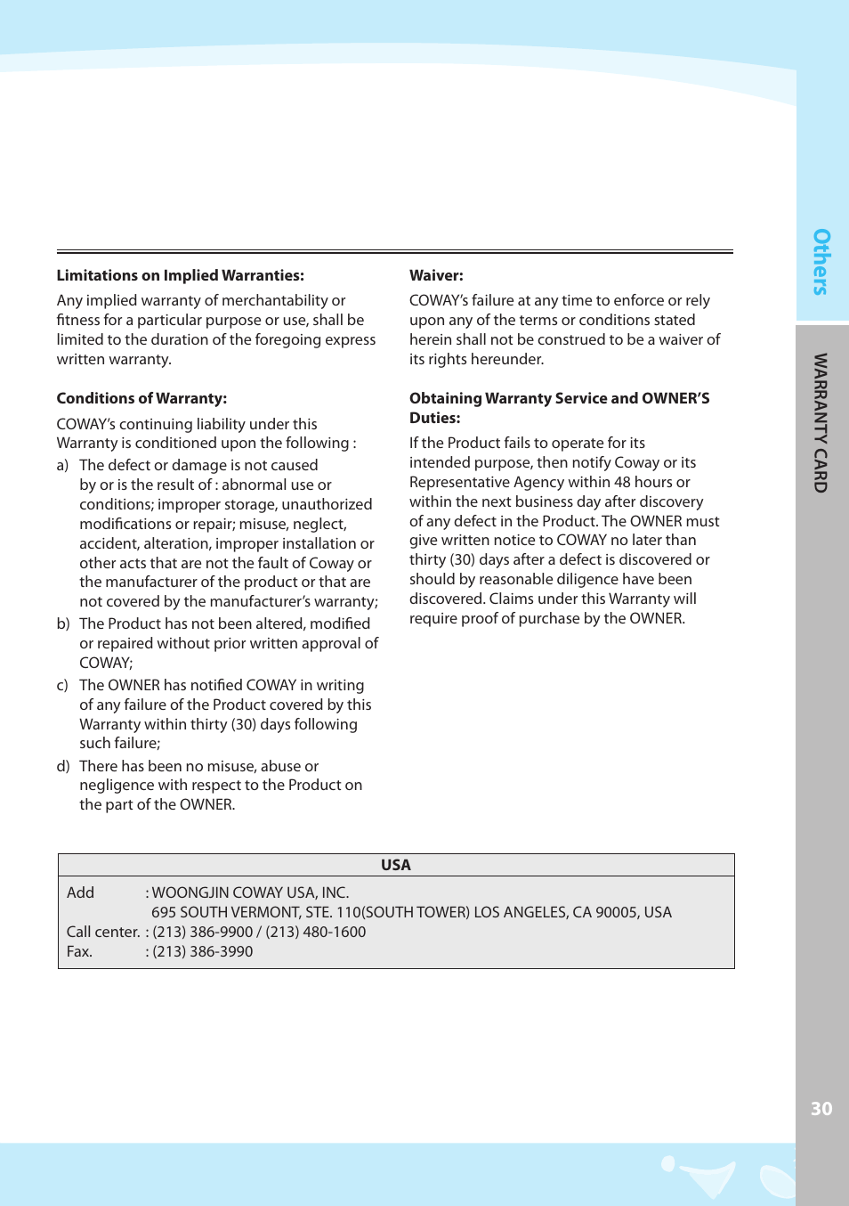 Others | Coway CP-07BLO User Manual | Page 31 / 32