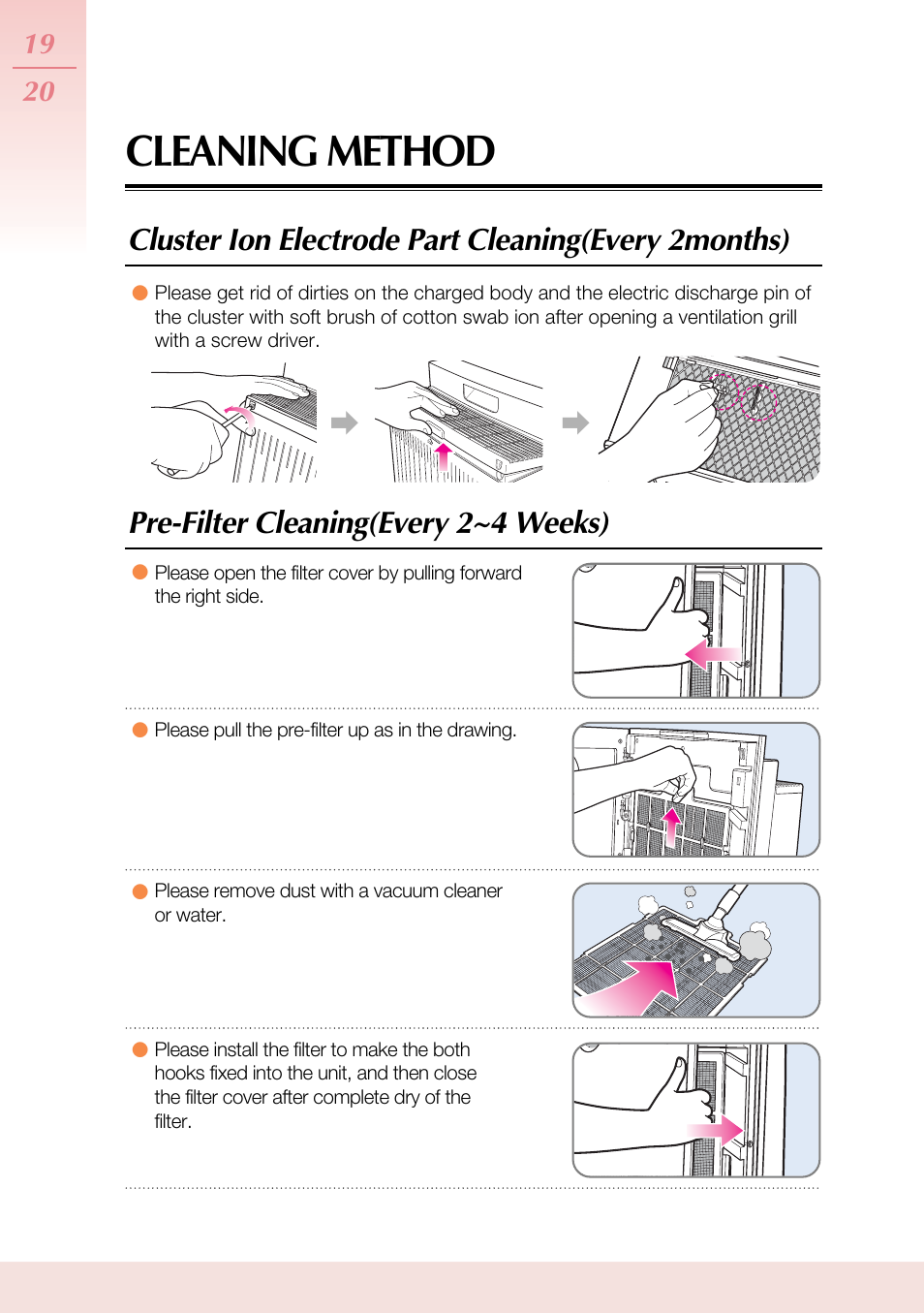 Cleaning method | Coway AP-1503CHE User Manual | Page 20 / 28