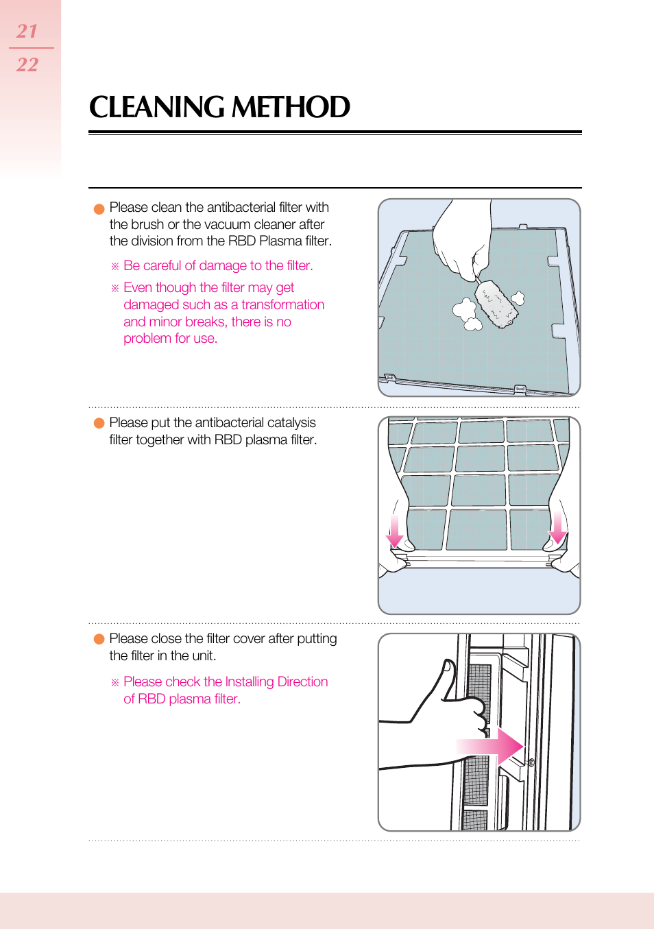 Cleaning method | Coway AP-1503CHE User Manual | Page 22 / 28