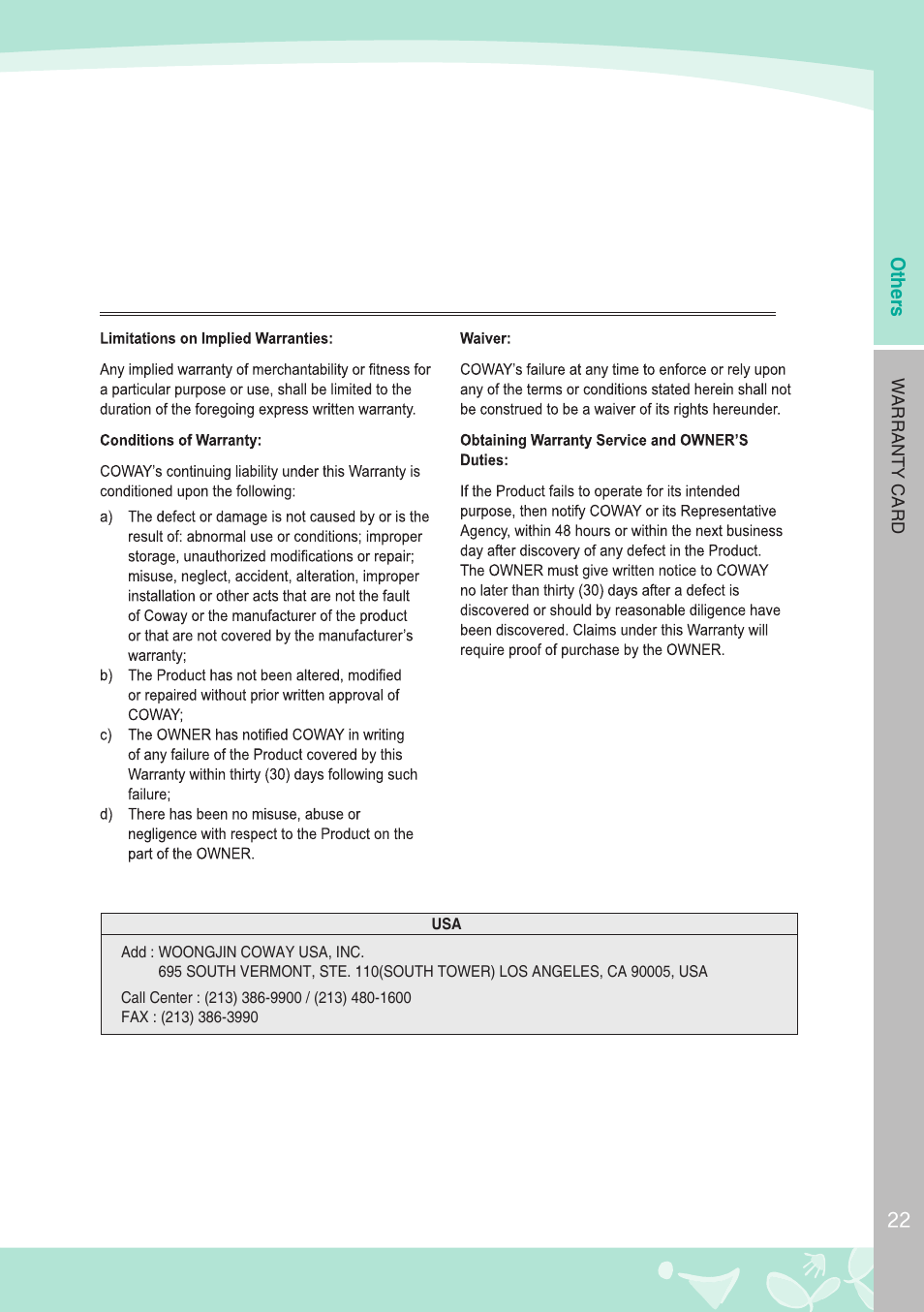 Coway AP-1008BH User Manual | Page 23 / 24