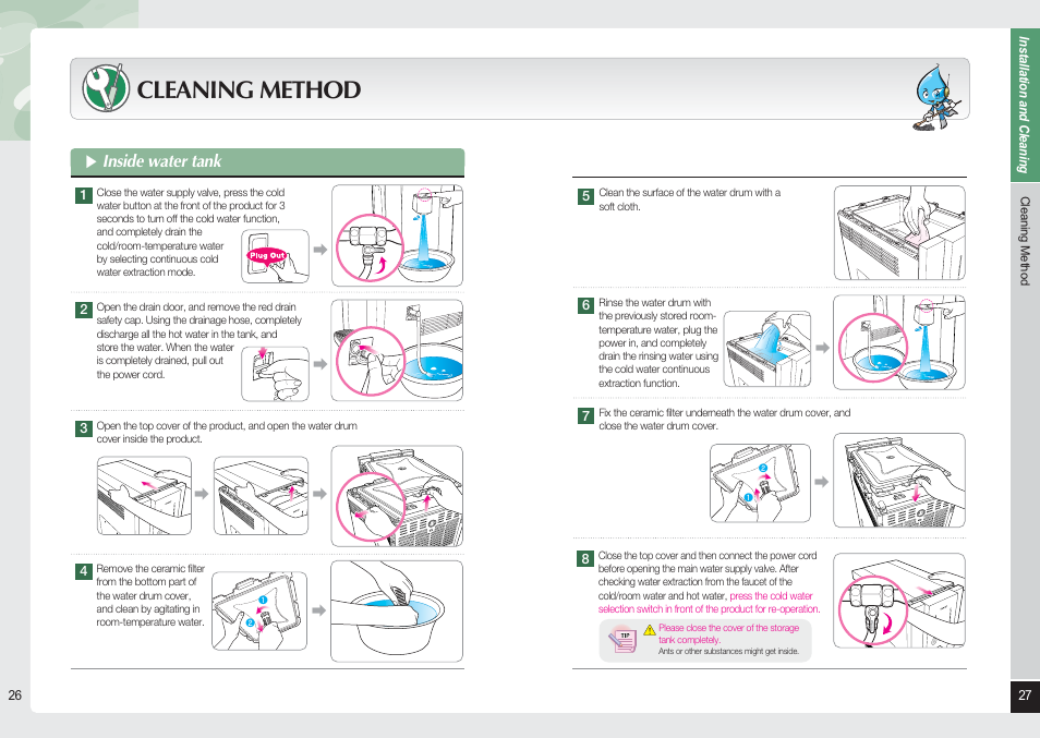 Cleaning method, Inside water tank | Coway CHP-06DL User Manual | Page 14 / 20