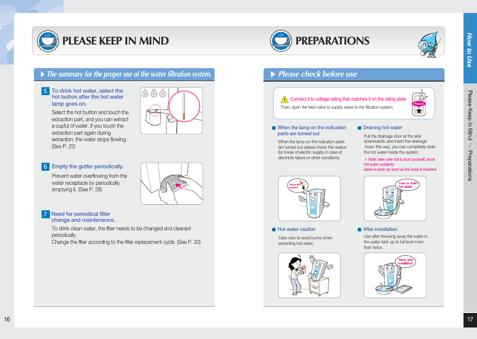 Please keep in mind, Preparations, Please check before use | Coway CHP-06DL User Manual | Page 9 / 20