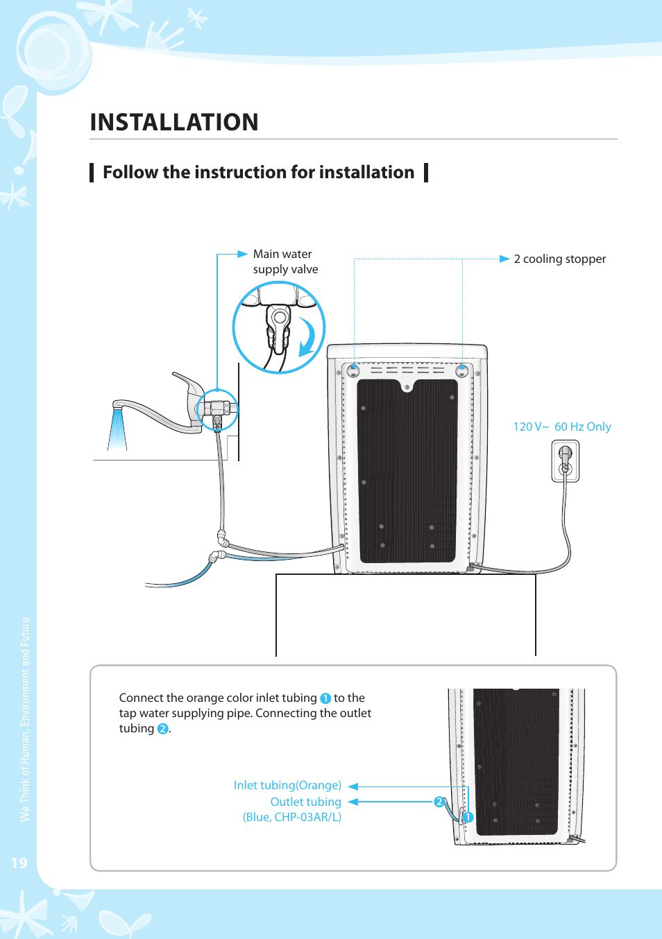 Installation, Follow the instruction for installation | Coway CHP-03AR User Manual | Page 20 / 42