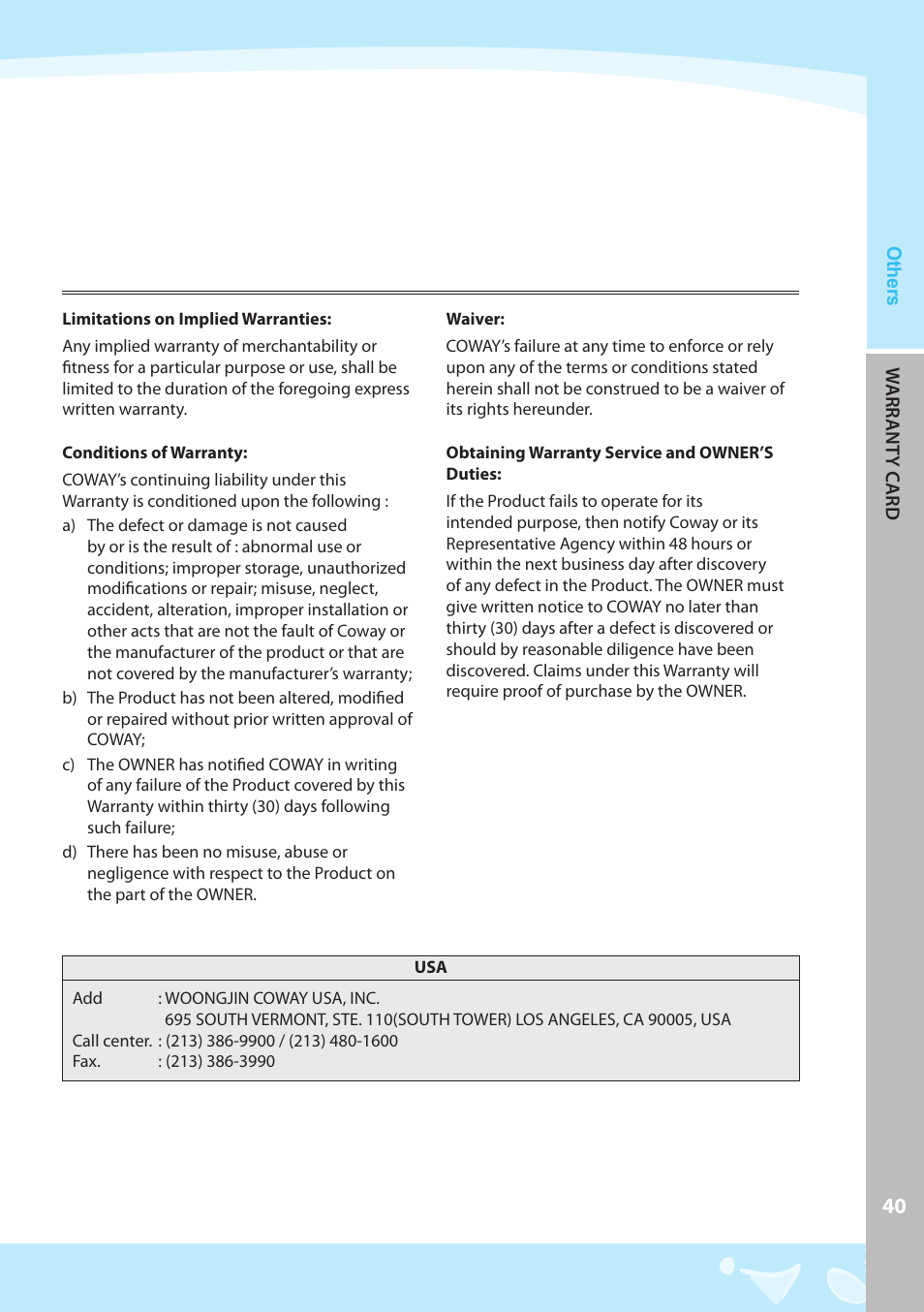 Coway CHP-03AR User Manual | Page 41 / 42