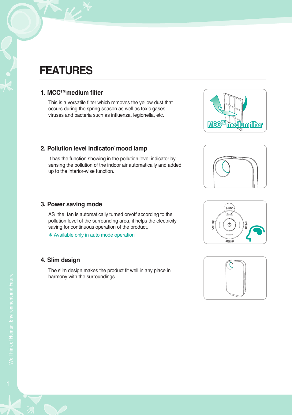 Features, Mcc medium filter mcc medium filter | Coway AP-1008DH User Manual | Page 2 / 24