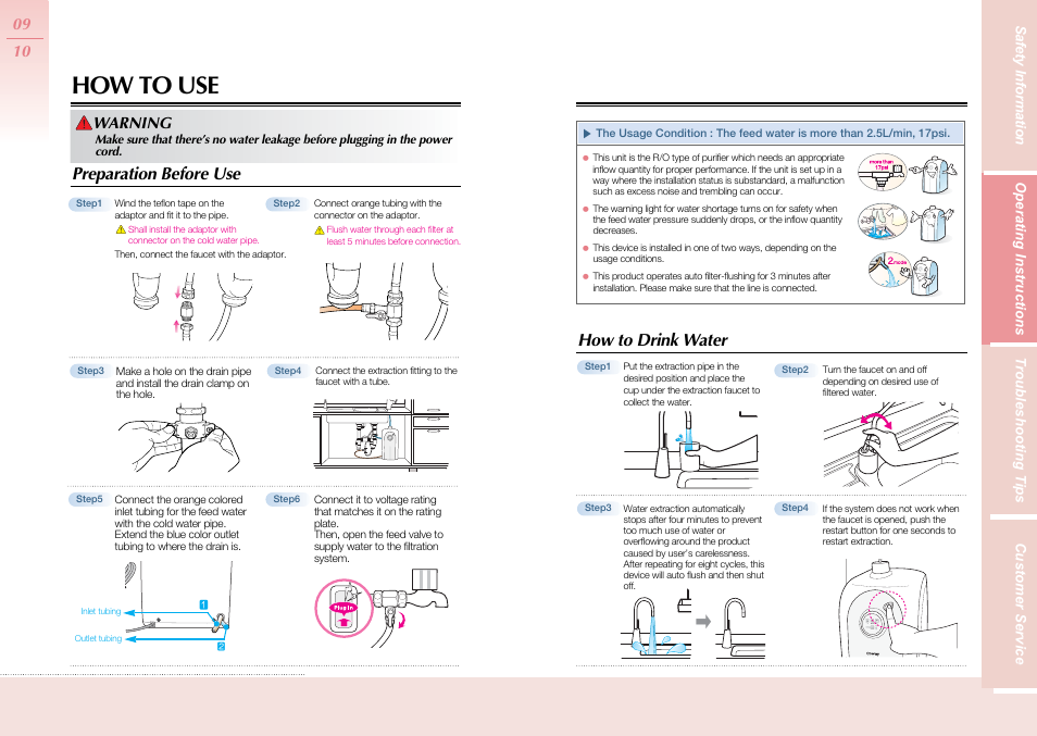 How to use, Preparation before use how to drink water | Coway P-06CR User Manual | Page 6 / 10