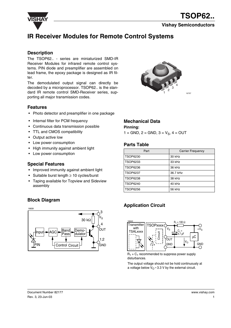 Vishay TSOP62 User Manual | 14 pages