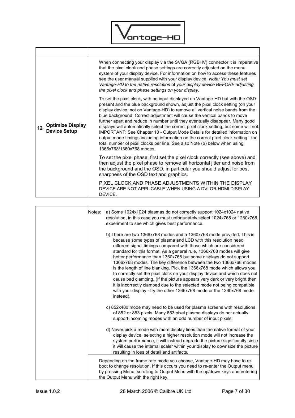 Calibre UK VANTAGE-HD User Manual | Page 10 / 33