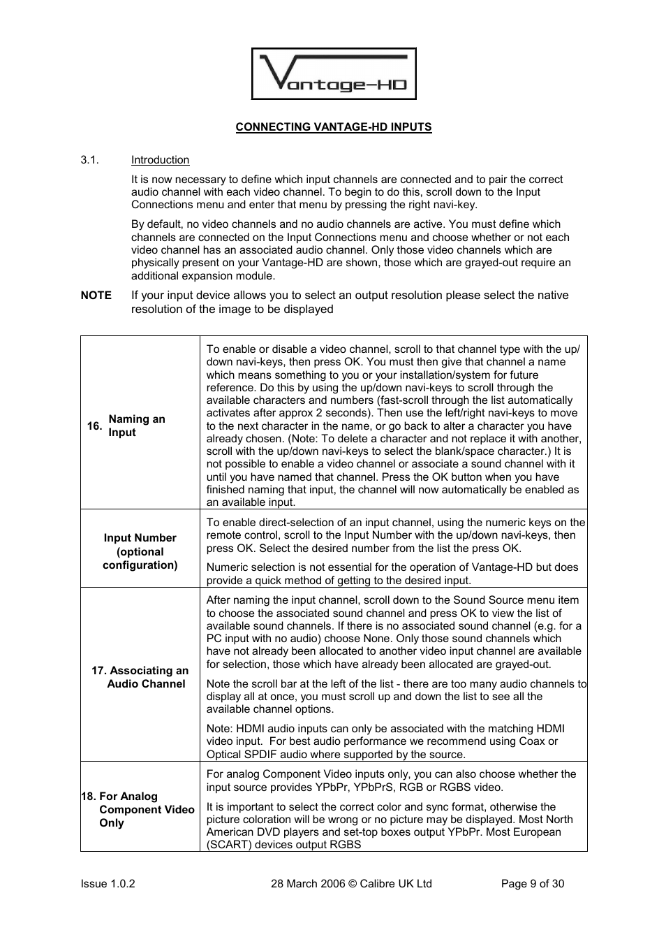 Calibre UK VANTAGE-HD User Manual | Page 12 / 33