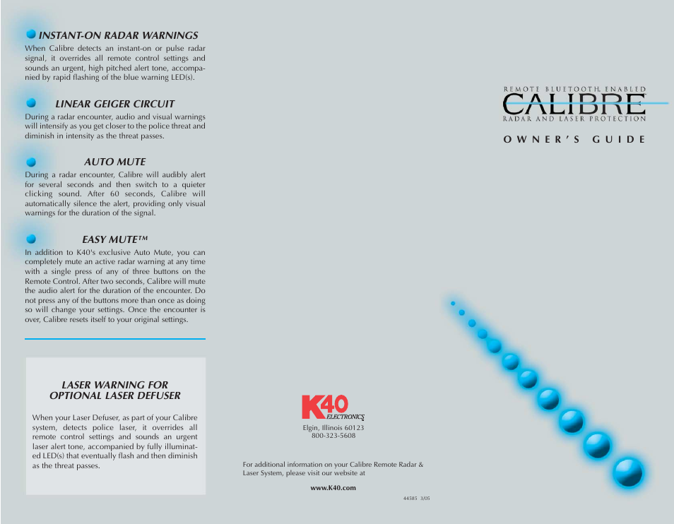 Calibre UK K40 User Manual | 2 pages