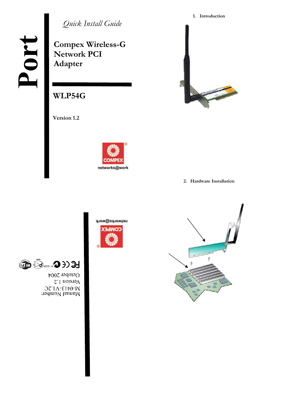 Compex Technologies COMPEX WIRELESS-G WLP54G User Manual | 4 pages