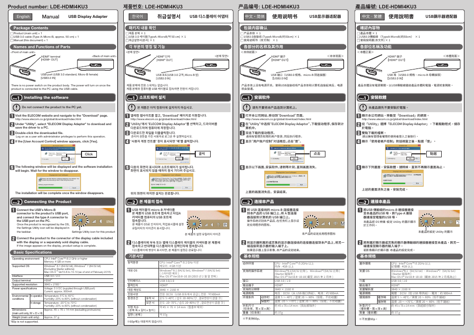 Elecom LDE-HDMI4KU3 クイックガイド User Manual | 2 pages