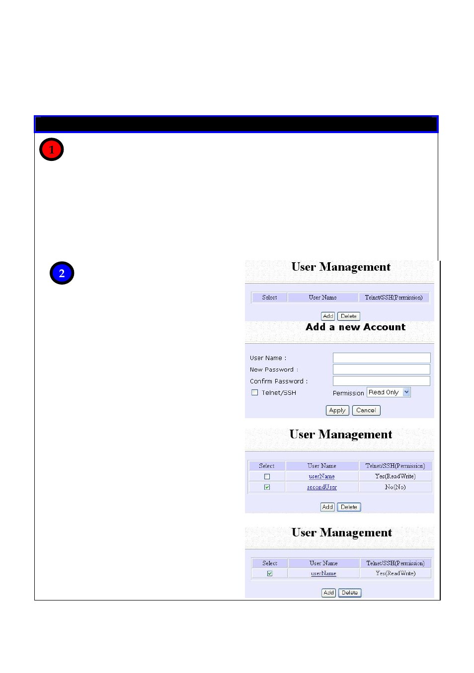 Anagement, User management | Compex Technologies NetPassage 18A User Manual | Page 103 / 204