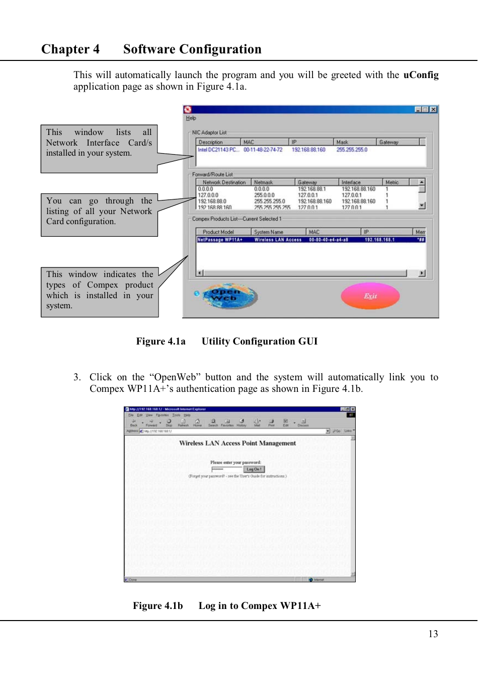 Chapter 4 software configuration | Compex Technologies WP11A+ User Manual | Page 23 / 101