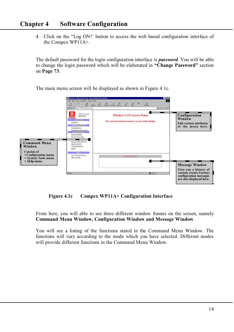 Chapter 4 software configuration | Compex Technologies WP11A+ User Manual | Page 24 / 101