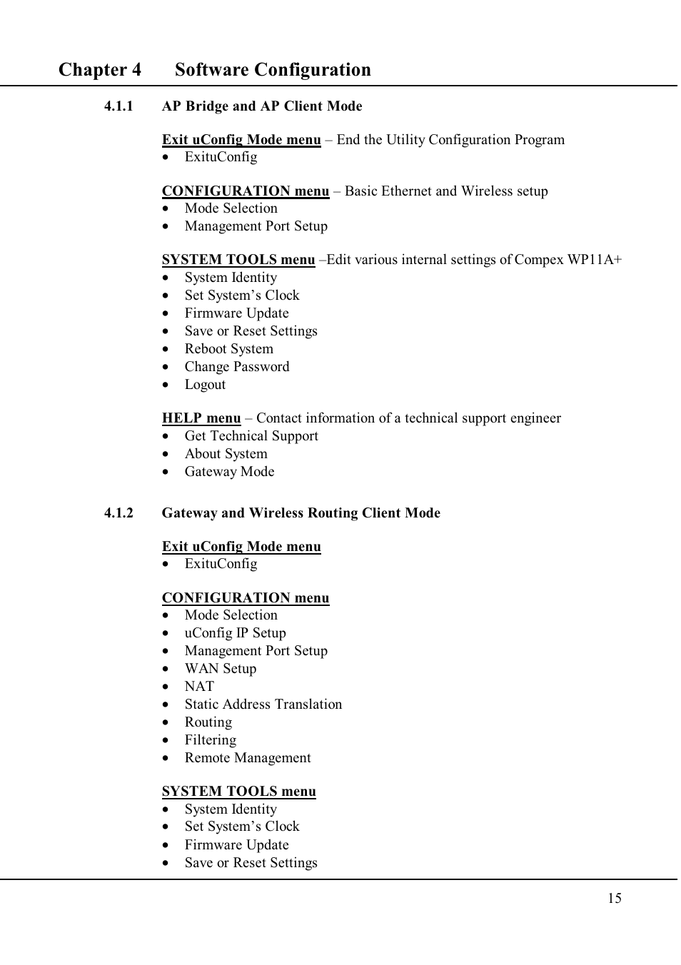 Chapter 4 software configuration | Compex Technologies WP11A+ User Manual | Page 25 / 101