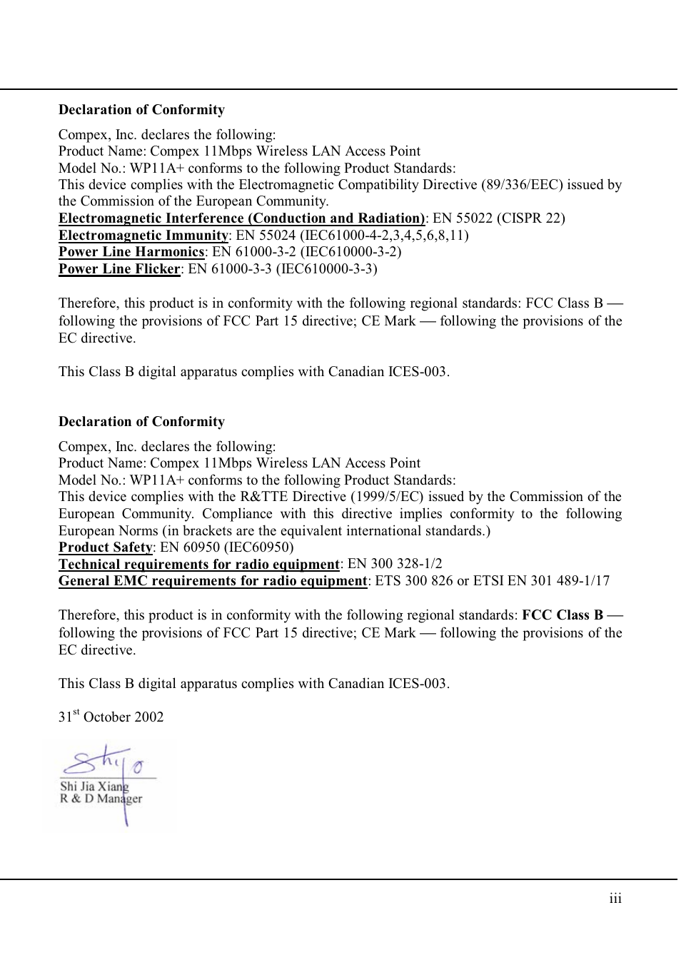 Compex Technologies WP11A+ User Manual | Page 4 / 101