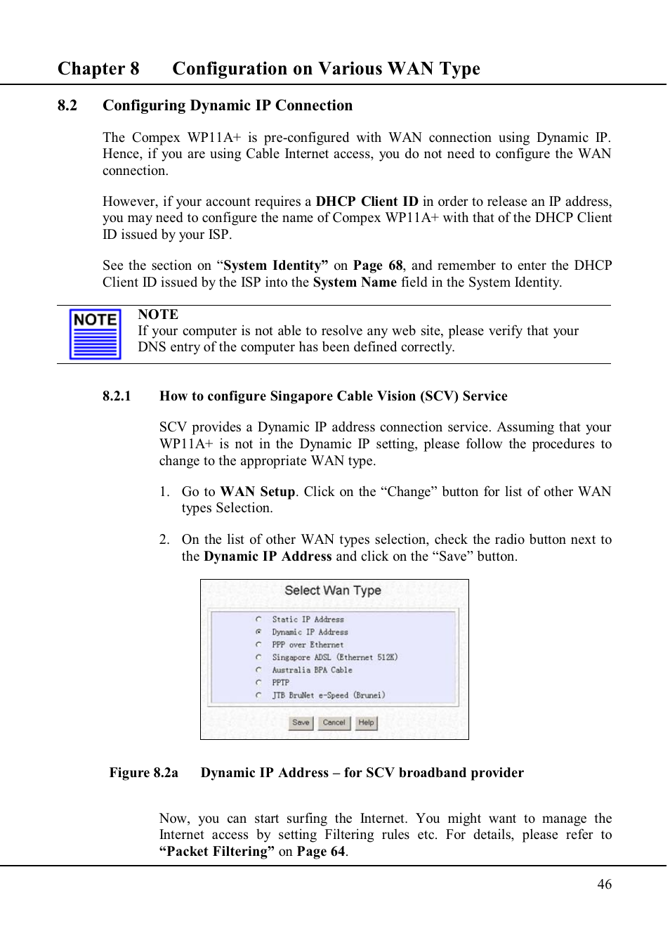 Chapter 8 configuration on various wan type | Compex Technologies WP11A+ User Manual | Page 56 / 101