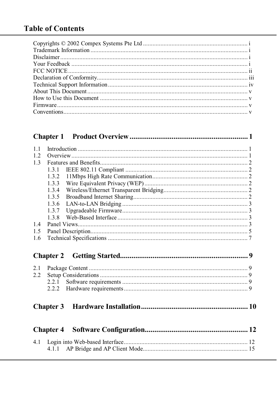 Compex Technologies WP11A+ User Manual | Page 7 / 101