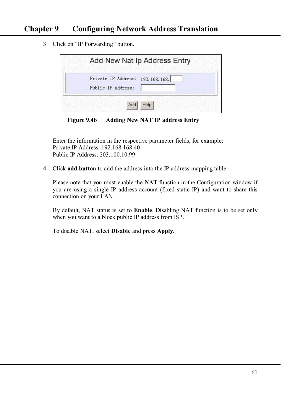 Chapter 9 configuring network address translation | Compex Technologies WP11A+ User Manual | Page 71 / 101