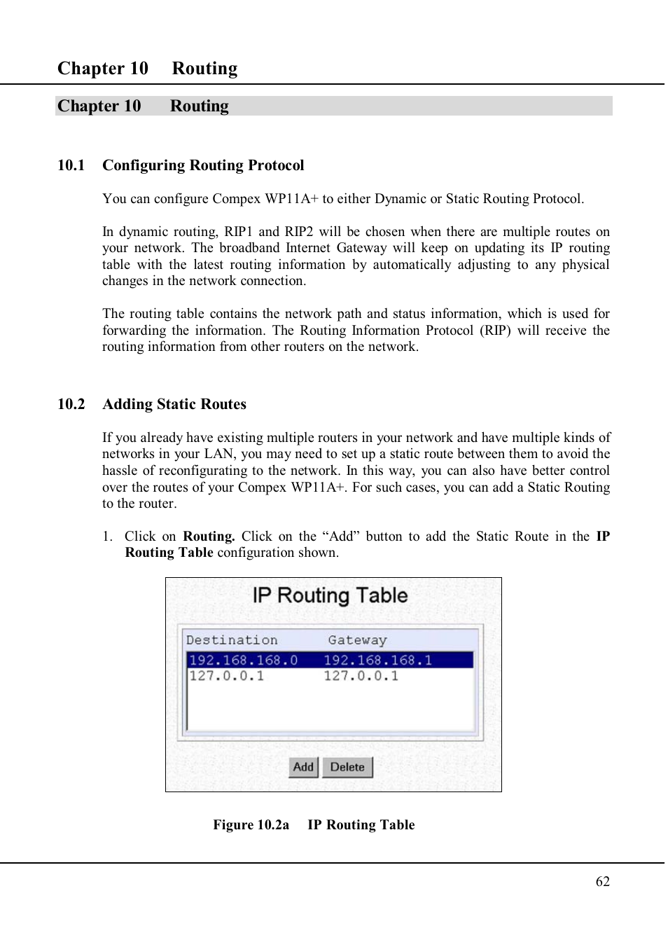 Chapter 10 routing | Compex Technologies WP11A+ User Manual | Page 72 / 101