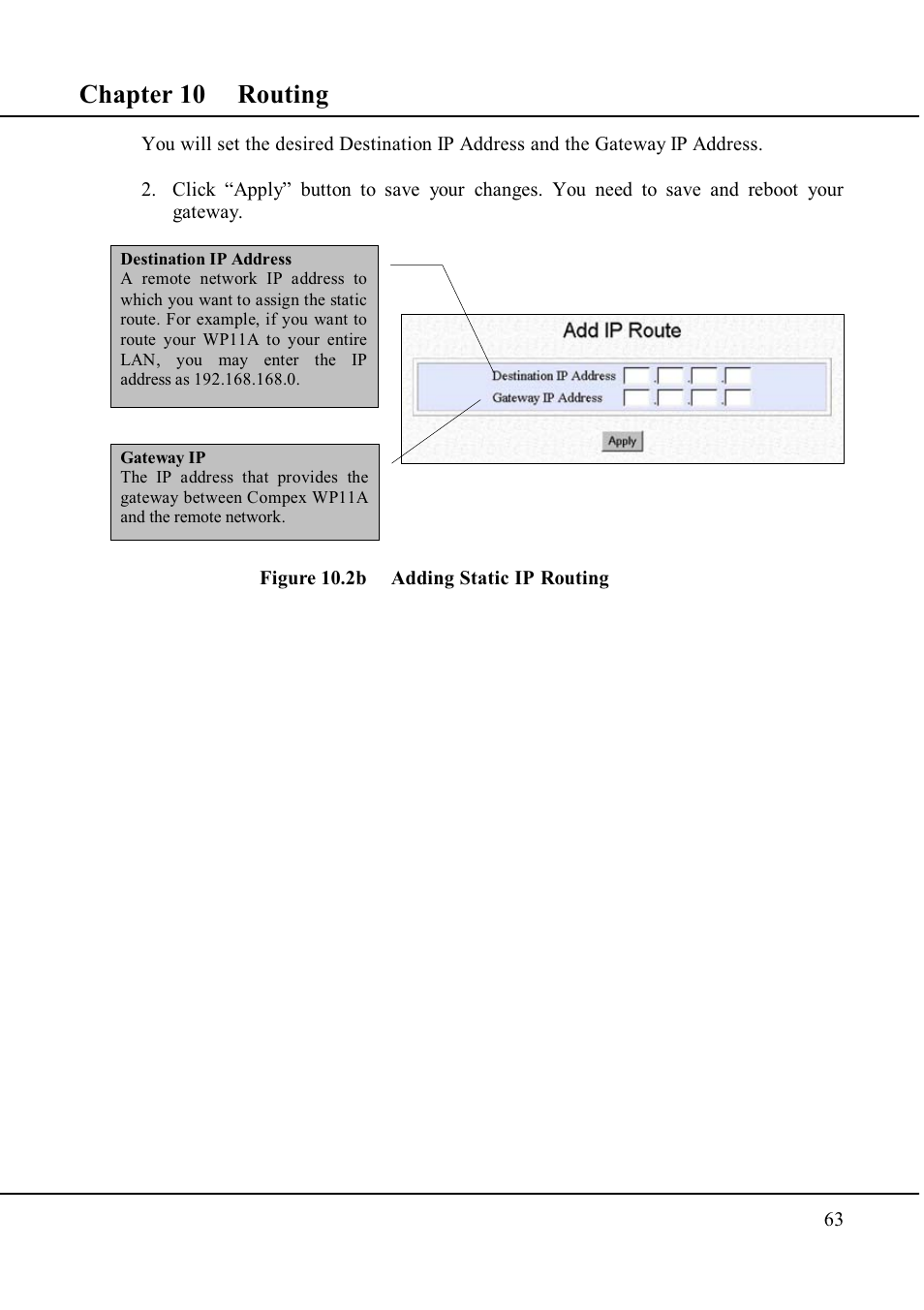 Chapter 10 routing | Compex Technologies WP11A+ User Manual | Page 73 / 101