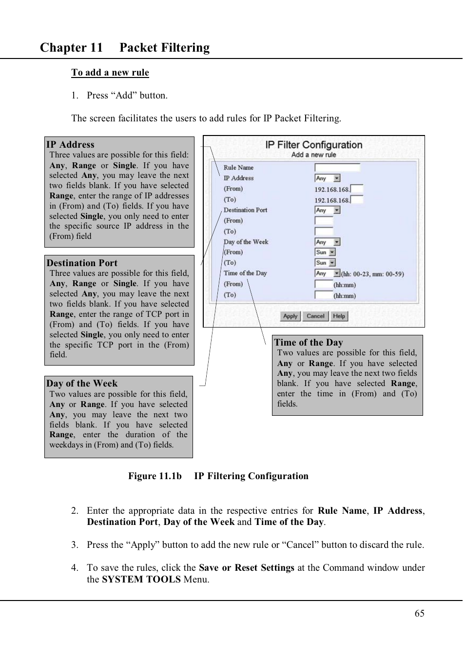 Chapter 11 packet filtering | Compex Technologies WP11A+ User Manual | Page 75 / 101