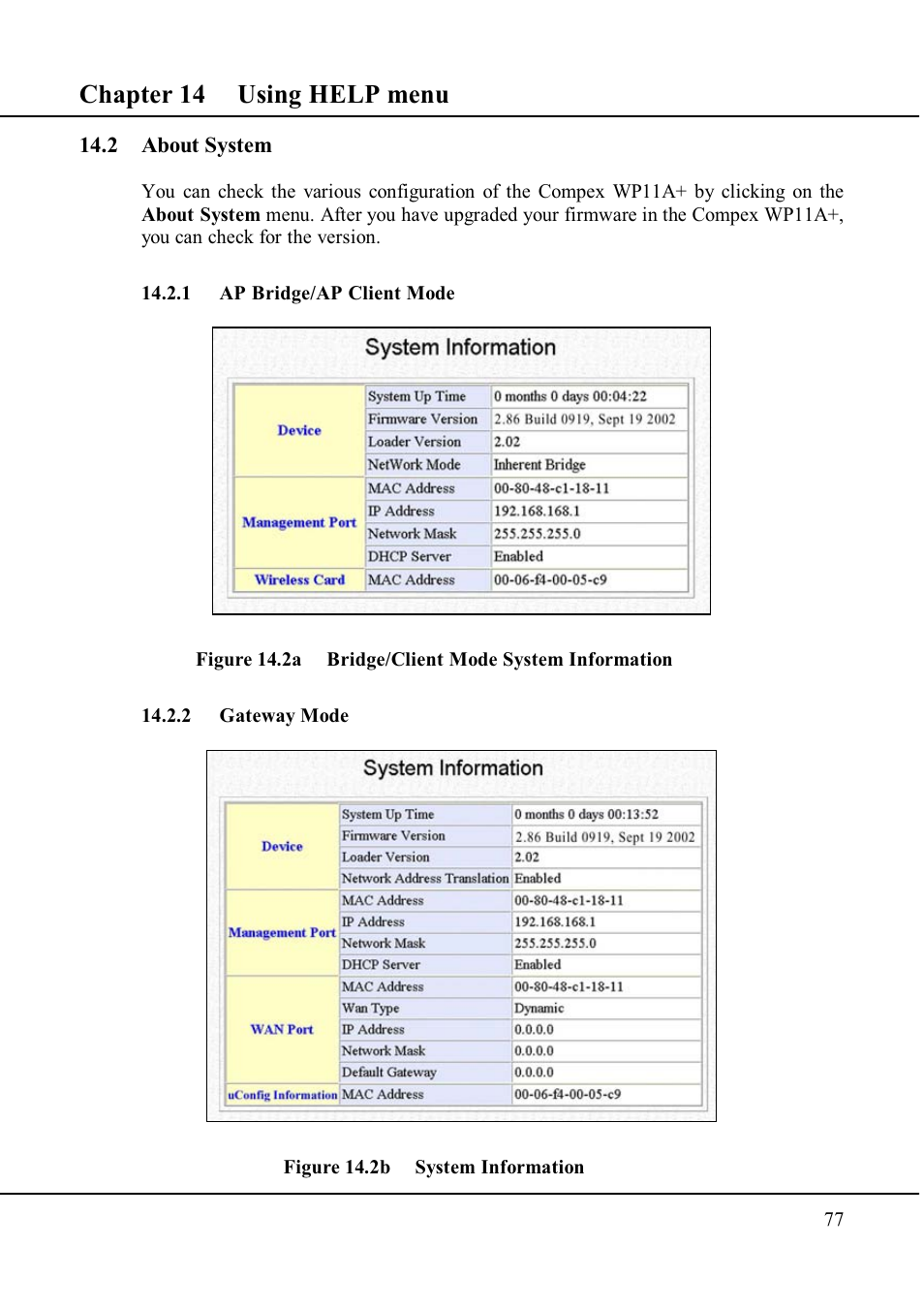 Chapter 14 using help menu | Compex Technologies WP11A+ User Manual | Page 87 / 101