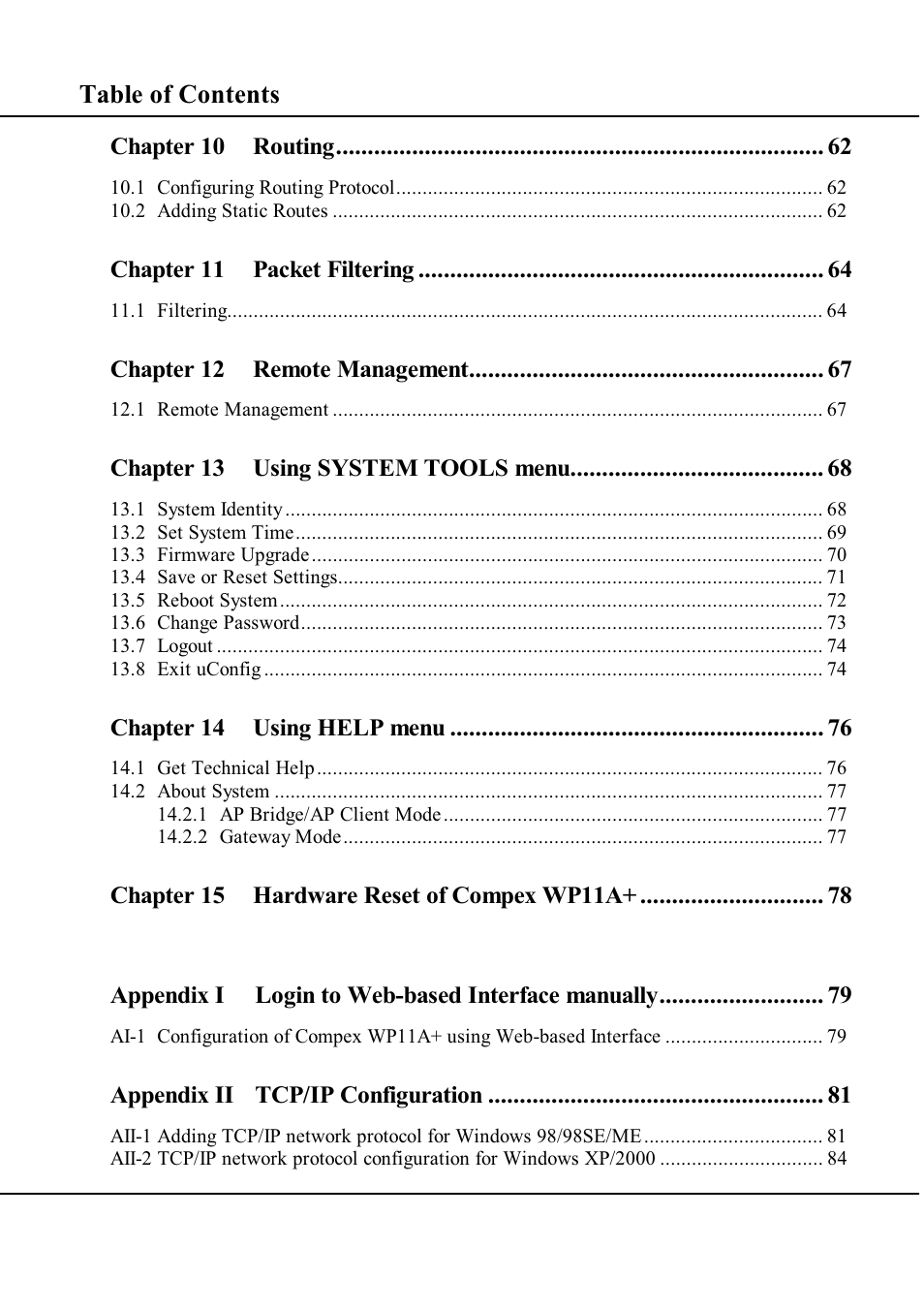 Compex Technologies WP11A+ User Manual | Page 9 / 101