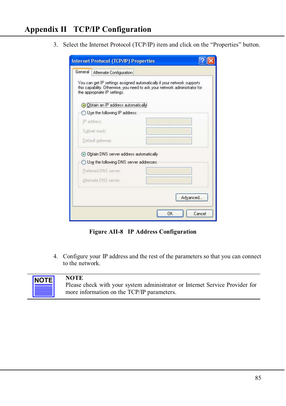 Appendix ii tcp/ip configuration | Compex Technologies WP11A+ User Manual | Page 95 / 101