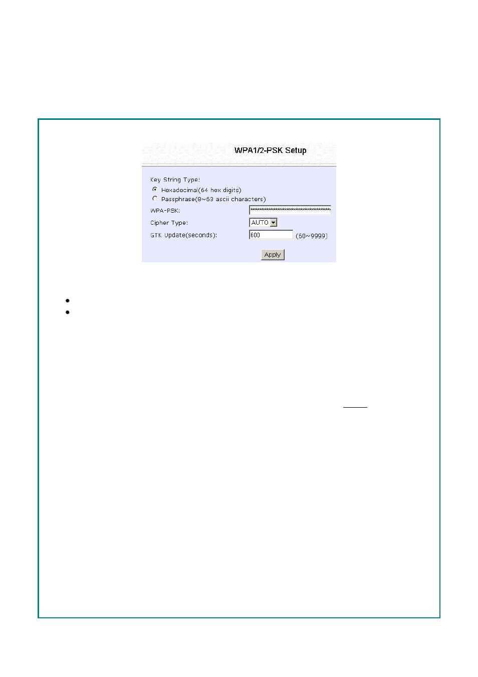 Setup wpa, Passphrase (alphanumeric characters), Hexadecimal | Compex Technologies NP25G 6C User Manual | Page 30 / 110