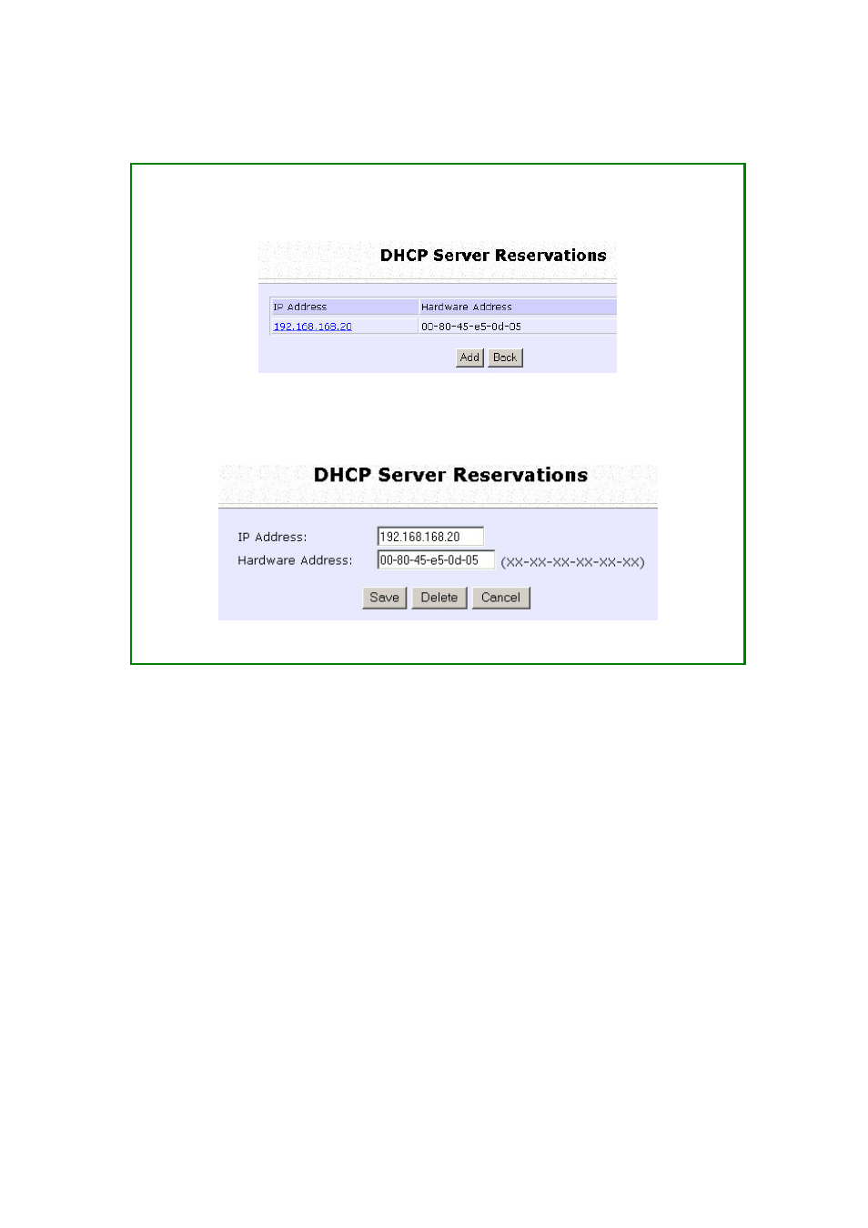 Delete dhcp server reservation | Compex Technologies NP25G 6C User Manual | Page 50 / 110