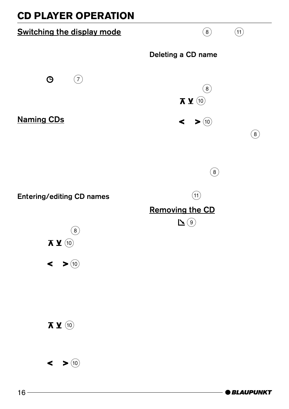 Naming, Cd player operation | Casablanca Fan Company CD50 User Manual | Page 16 / 39