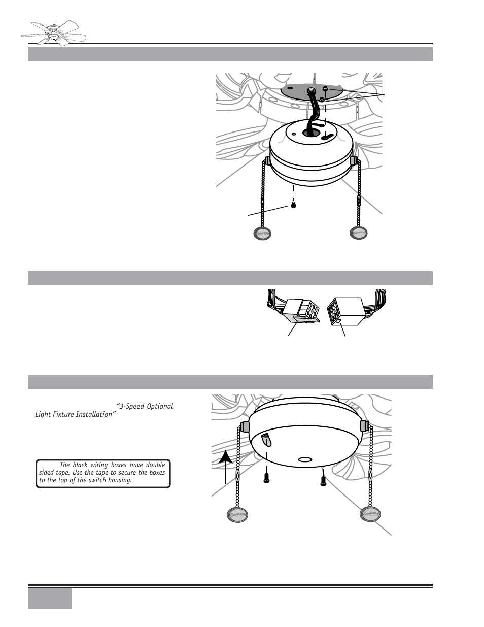 Ailea, Install switch housing, Connect wires | Install switch housing cap screws | Casablanca Fan Company CASABLANCA Wailea CEILING FAN 41UxxD User Manual | Page 8 / 10